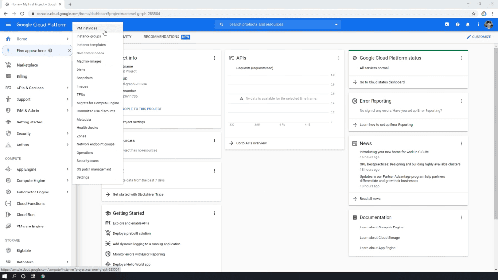 gcloud-vm-menu-option