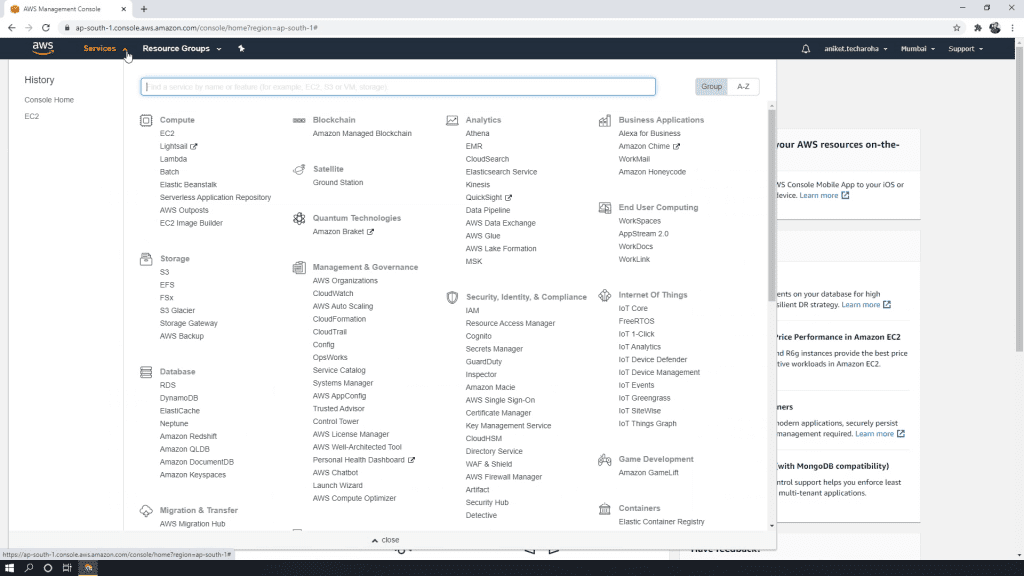 AWS services. make sure you choose EC2