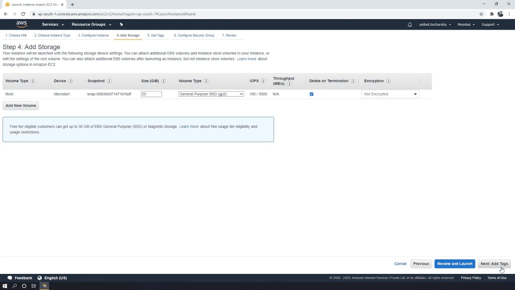 Adding Storage in AWS