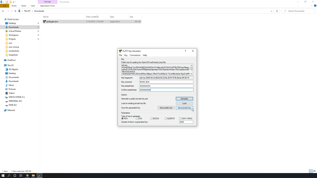 gcloud-puttygen-ppk-save