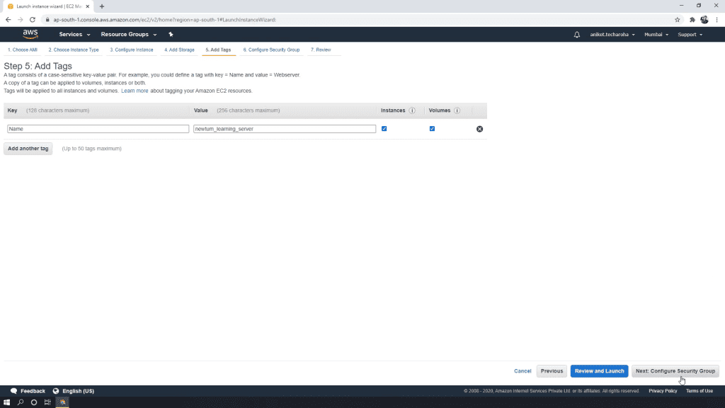 Tagging your server in AWS EC2