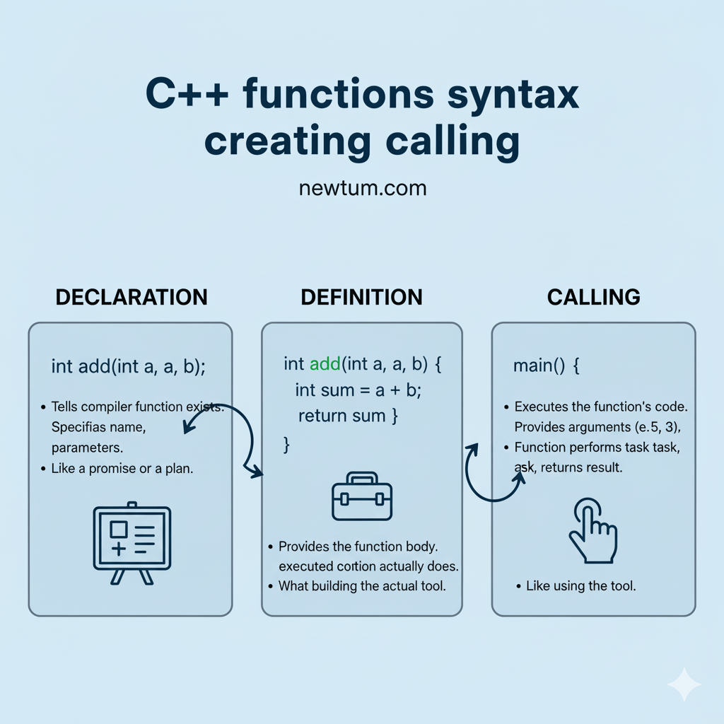 C++ functions syntax creating calling