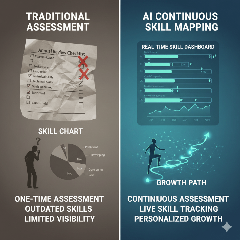 Traditional assessments vs continuous skill assessment using AI