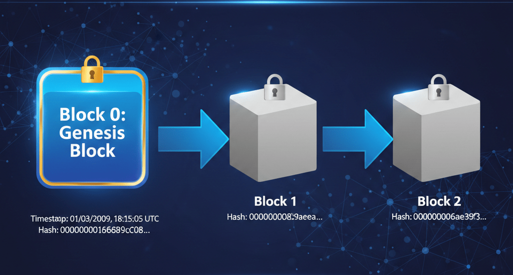 Genesis block as the first block in a blockchain chain
